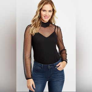Maurice’s mesh‎ dot Longsleeve bodysuit size Medium
